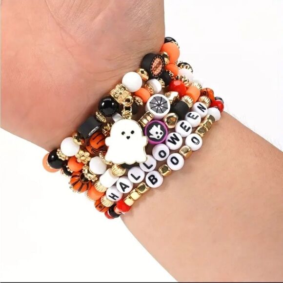 Halloween Gothic Ghost Multi Bead Bracelet - Picture 3 of 6